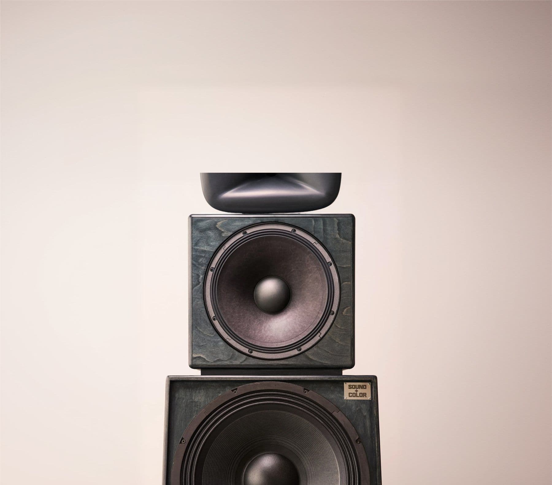 Sound + Color Berlin stack — Rx-Shape horn over midbass and dual subwoofers